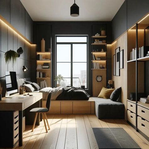 Bedroom Functional Ideas, Young Boy Bedroom Design, Teen Bedroom Designs Boy, Young Room Design, Teenage Bedroom Design, Bedroom Teen Boy, Cool Boys Bedroom, Teenage Boys Bedroom Ideas, Modern Loft Bedroom