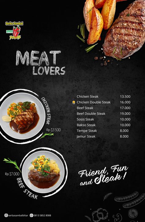 Steak Menu Design, Chicken Menu Design, Food Menu Design Layout, Catering Menu Design, Pork Menu, Steak House Menu, Steak Menu, Menu Design Layout, Brochure Food