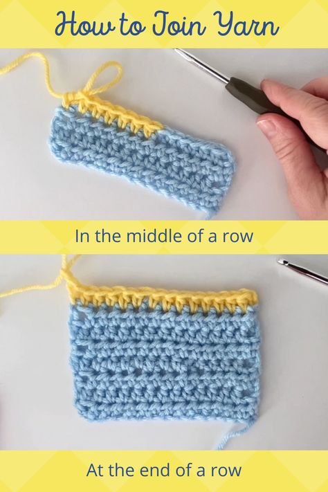 How To Join Threads In Crochet, How To Turn Your Crochet Work, Joining New Yarn In Crochet, How To Connect Yarn When Crocheting, Joining Wool In Crochet, How To Join Different Color Yarn In Crochet, How To Join Yarn In Crochet, Best Way To Join Yarn In Crochet, Adding New Skein Of Yarn Crochet