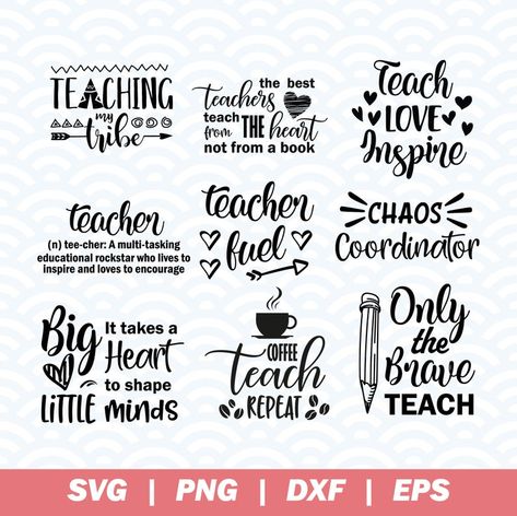 Quotes Teacher, Teacher Shirt Svg, Bow Template, Design Silhouette, Teaching Teachers, Motivational Svg, Teacher Svg, School Svg, Craft Corner