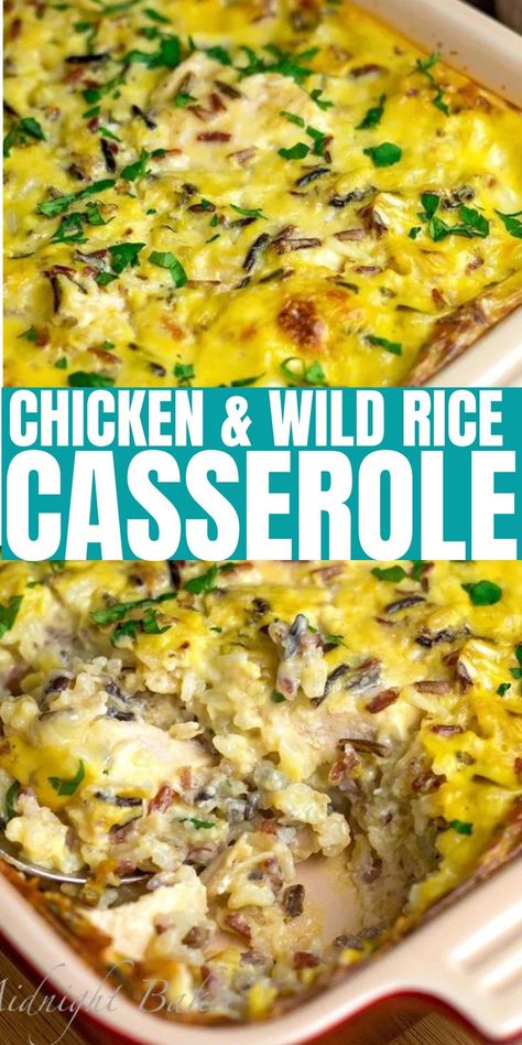 Chicken And Wild Rice Casserole Easy, Chicken And Wild Rice Casserole, Creamy Chicken And Wild Rice, Chicken Wild Rice Casserole, Easy Creamy Chicken, Family Dinner Recipe, Chicken Broth Recipes, Chicken Wild Rice, Wild Rice Recipes