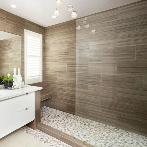 Shibusa - Arizona Tile Wood Tile Shower, Makeover Bathroom, Arizona Tile, Pebble Floor, Relaxing Bathroom, White Marble Floor, Pebble Tile, Pebble Mosaic, Bathroom Redesign