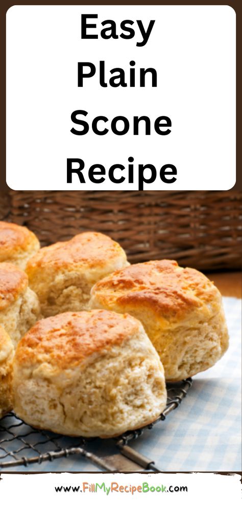 Easy Plain Scone Recipe. The best simple basic recipe mix that make the best delicious tea time snack or dessert with jam and cream. Basic Scones Recipe Easy, Plain Scones Recipe, Scones Plain, Scone Recipe Easy, Simple Scone Recipe, Simple Scones, Tea Scones Recipe, Irish Scones Recipe, Teatime Snacks