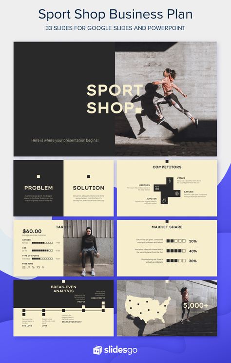 Sports Presentation Design, Sports Presentation, Pitch Presentation, Ppt Template Design, Business Plan Presentation, Presentation Deck, Sport Shop, Slides Design, Google Slides Theme