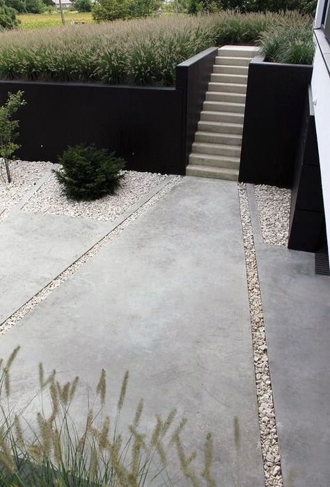 Top 70 Best Modern Landscape Design Ideas - Landscaping Inspiration Concrete Patios, Driveway Design, Landscaping Inspiration, Modern Landscape Design, Modern Garden Design, Concrete Patio, Roof Garden, Modern Landscaping, Back Garden