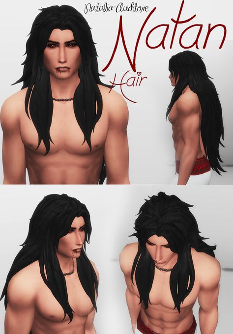 NATAN HAIR | Natalia-Auditore  #s4cc #ts4cc #ANIMEHAIRsims4cc #HAIRts4 #ANIMEsims4 Alt Braids, Haircuts Alt, Styling Long Hair, Aesthetic Bedrooms, Long Hair Men, Sims 4 Hair Male, Braids Knotless, Hairstyle Long, Sims 4 Cas Mods