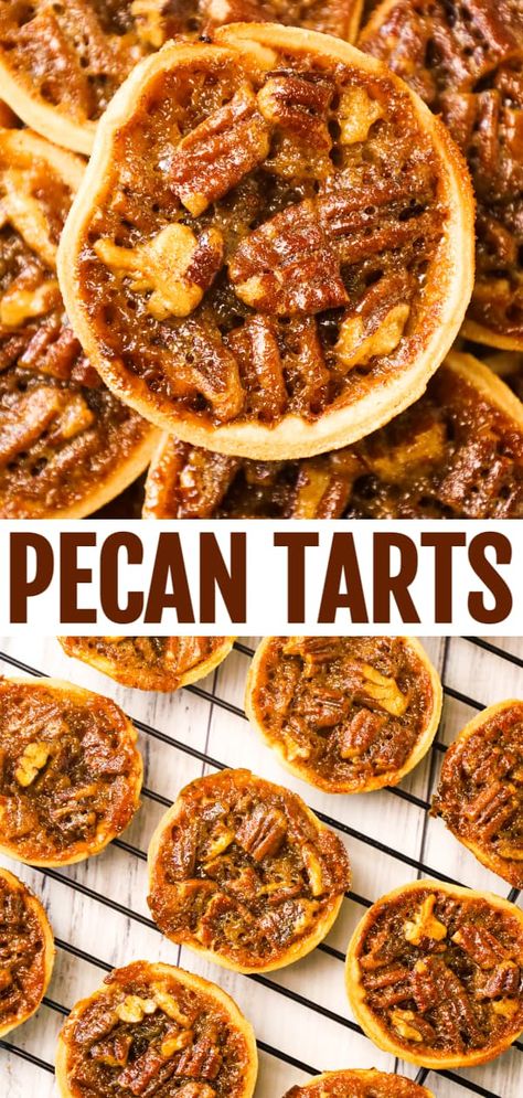 Mini Pecan Desserts, Filipino Pecan Tarts Mini, Easy Pecan Tarts, Small Pecan Tarts, Butter Pecan Tarts Recipes, Easy Mini Pecan Pie Tarts, Tarts Filling Recipes, Pecan Tarts Recipe Mini, Pecan Pie Mini Pies