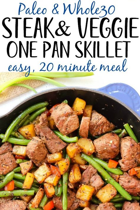 Whole30 Beef Recipes, Steak Skillet, Paleo Beef Recipes, One Pan Meal, Easy Skillet Meals, Quick Meal Prep, Quick Diet, Paleo Crockpot, One Skillet