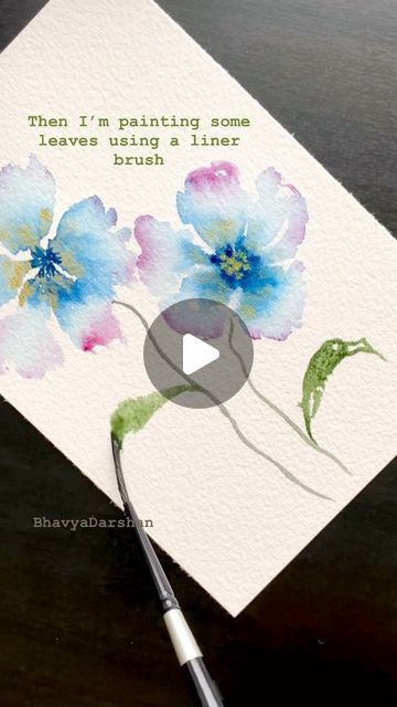 Easy Watercolor Tutorial Step By Step, Easy Watercolor For Beginners, Mini Watercolor Paintings Easy, Watercolour Flowers Simple, Watercolour Cards Ideas, Easy Watercolor Birthday Cards, Watercolour Mixing, Watercolor Ideas Inspiration, Watercolors Ideas