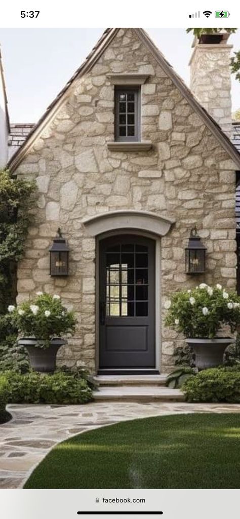 Tin Siding Exterior, Rock Homes Exterior, Homes With Stone Exterior Accents, English Cottage House Exterior, Stone Around Front Door, British Home Exterior, Irish Cottage Exterior, Shutters Brick House, Cottage Conversion