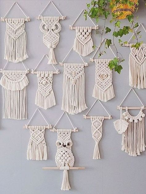 small macrame driftwood wall hanging art for room decor Hanging Driftwood, Driftwood Macrame, My Room Decor, Small Macrame Wall Hanging, Owl Feather, Small Macrame, Driftwood Wall, Driftwood Wall Art, Boho Room Decor