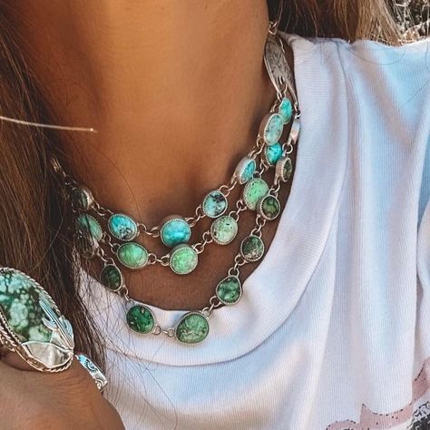 Western Chic Jewelry, Green Turquoise Jewelry, Turquoise Jewelry Outfit, Real Turquoise Jewelry, True Believer, Leather Jewels, Cowgirl Bling, Turquoise Hoop Earrings, Stylish Bracelet