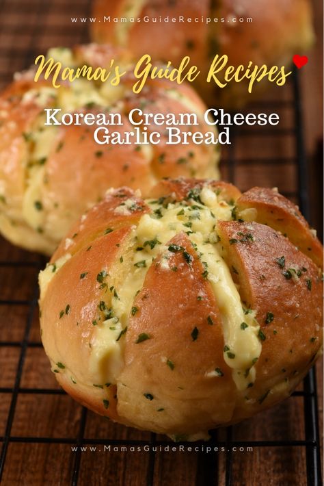 Korean Cream Cheese Garlic Bread Recipe Bread With Filling Recipes, Cream Cheese Garlic Bread Recipe, Korean Garlic Cheese Bread Recipe, Garlic Cream Cheese Rolls, Cream Cheese Garlic Buns, Korean Cream Cheese Garlic Bread Recipe, Korean Garlic Bread Recipe, Korean Garlic Bun, Garlic Buns Homemade