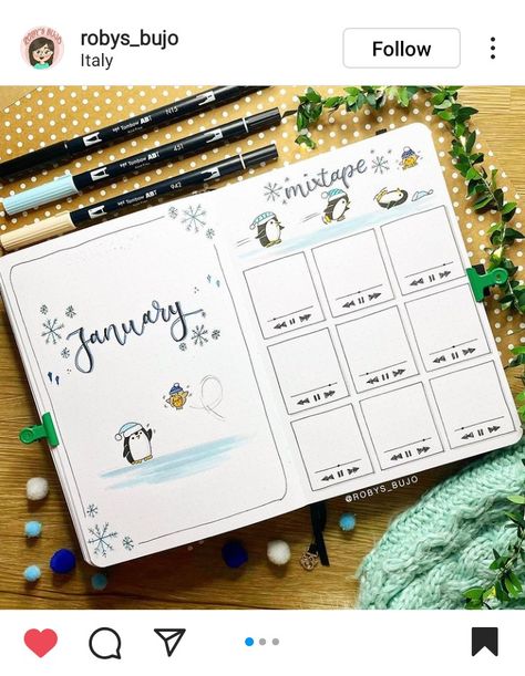 Bullet Journal Calendrier, Bullet Journal Work, Penguin Theme, January Bullet Journal, Journal Inspiration Writing, Bullet Journal Ideas Templates, Calendar Journal, Bulletin Journal Ideas, Bullet Planner