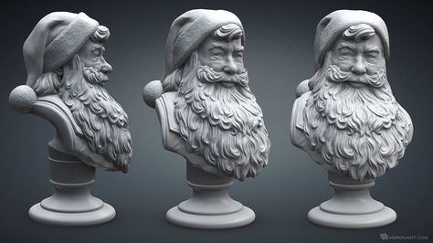 Santa Claus Portrait, 3d Santa Claus, Santa Carving, Santa Head, 3d Cnc, Wooden Santa, 3d Printing Projects, Bust Sculpture, Cnc Milling