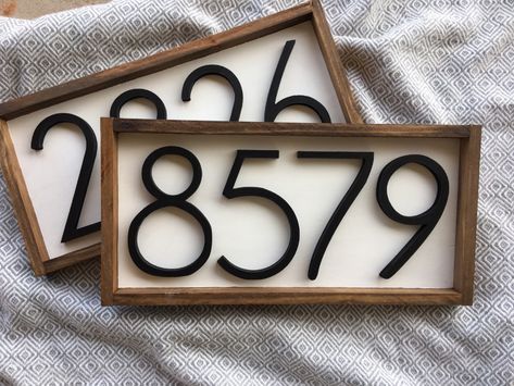 Horizontal Address Sign Wood Address Home Sign Wooden | Etsy Wood Address Sign, Kaufmann House, Number Wall Art, Wooden Farmhouse, House Address Sign, Number Wall, Door Entrance, House Number Sign, Number Sign