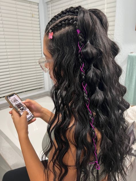 Festival Hair Braids, Casual Hairstyles For Long Hair, Rave Hairstyles, Rave Braids, Concert Hairstyles, Rave Hair, Fest Outfits, Braids With Extensions, Top Hairstyles