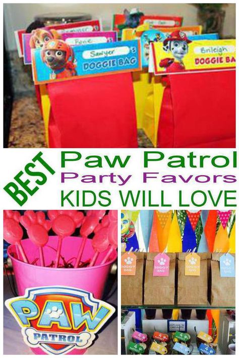 Birthday Party Favors! Paw Patrol party favors for a kids bday. The best Paw Patrol favor ideas all children will love. Fun & easy ideas for a boy or girl party! Goodie bags, treat bags, candy, gumballs, toys & more great take home favors for your guests. DIY or buy some fun paw patrol party favors. Find Paw Patrol birthday party ideas now! Paw Patrol Favors Ideas, Paw Patrol Goodie Bags Diy, Party Favors For Kids Birthday Paw Patrol, Paw Patrol Puppy Chow, Paw Patrol Treat Bags, Paw Patrol Party Favors Diy, Paw Patrol Loot Bag Ideas, Paw Patrol Birthday Party Favors, Paw Patrol Goody Bag Ideas