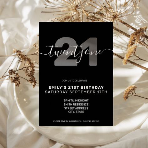 Modern Elegant 21st Birthday Invitation #Invitation #card #template #design #pinterestquotes #pinterestideas #pinterestmom #pinterestwedding #aesthetic #love #art #pinterestsuccess Invitations Aesthetic, Elegant 21st Birthday, Best 21st Birthday Gifts, 21st Birthday Themes, 92nd Birthday, 21st Birthday Presents, 21st Bday Ideas, 21st Birthday Party, 21st Birthday Decorations