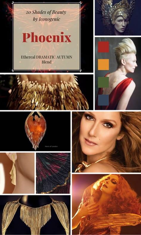 Phoenix (Ethereal Dramatic Autumn) Ethereal Dramatic Classic, Spicy Autumn Zyla, Ellie Jean Royden Style, Ethereal Autumn, Season Color Analysis, Bronze Autumn, Ethereal Dramatic, Ellie Jean, David Zyla