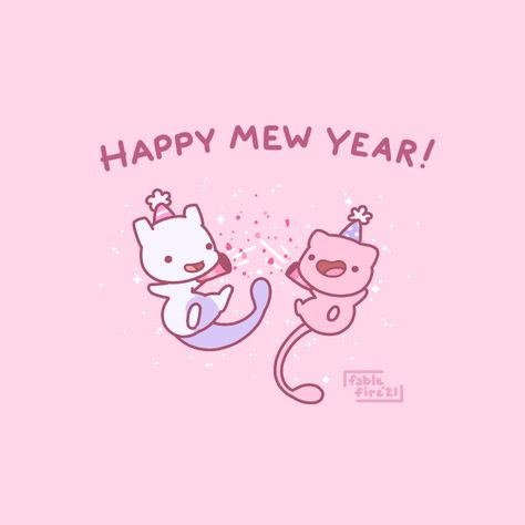 Pokemon Puns, Happy Mew Year, Kirby Pokemon, Pokemon Quotes, Pokemon Diy, Pokemon Sketch, Christmas Magnet, Cute Pokemon Pictures, Pokemon Cosplay