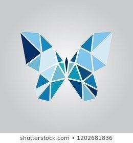 Geometrical Background, Blue Butterfly, Triangles, Origami, Alphabet, Initials, Blue