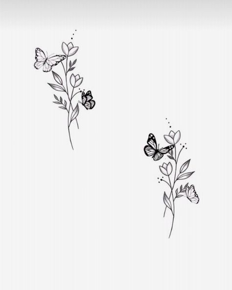 Cute Butterfly And Flower Tattoos, Bff Tattoos Butterfly, Small Tattoos With Butterflies, Flower Tattoos Best Friend, Small Tattoo Ideas Floral, Forearm Simple Tattoos For Women, Matching Tattoos With Aunt, Daisy Butterfly Tattoo Designs, Two Daughters And Mom Tattoo