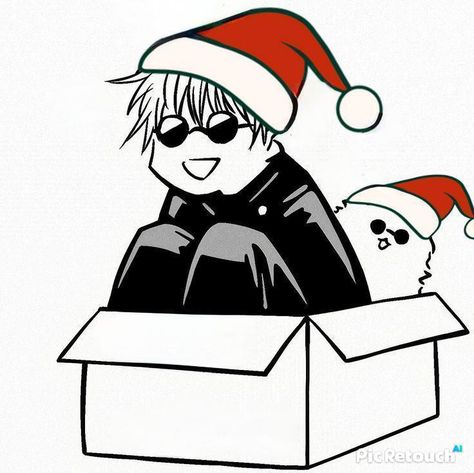 Satoru navideño Gojo With Christmas Hat, Christmas Funny Drawing, Gojo Santa Hat, Gojo Satoru Christmas Pfp, Mery Chirtmas Anime, Jujutsu Kaisen Christmas Icons, Jjk Christmas Icons, Anime Christmas Icon, Gojo Satoru Christmas