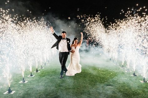 Obsessed with the cold sparkler wedding exit this couple did on their wedding day! To see more of their wedding at Omni Barton Creek in Austin TX check out the blog! Fireworks Send Off Wedding, Wedding Cold Sparklers, Cold Sparks Wedding Exit, Cold Sparklers Wedding Exit, Omni Barton Creek Wedding, Cold Sparks Wedding, Cold Sparklers Wedding, Grand Exit Ideas, Glamorous Centerpieces