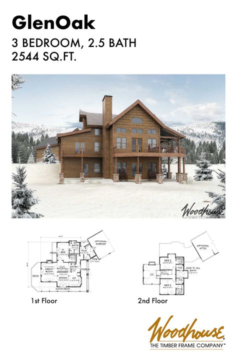 This 2,544 square foot home plan has low-pitched rooflines that would be a perfect ski lodge.   Download the floor plan below! Ski Lodge Floor Plan, Lodge Floor Plans, Plans Interior Design, Lodge House Plans, Timber Frame Home Plans, Winter Lodge, Create Floor Plan, 3d Floor Plans, Log Home Floor Plans