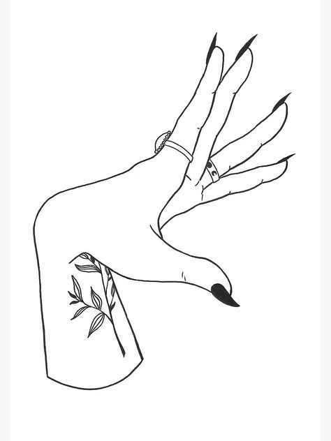 "Witch Hand" Art Print by RainyTuesday | Redbubble A Witch Drawing, Hand Illustration Drawing, Magic Hand Drawing, Witch Hands Drawing, Woman Hands Drawing, Witchy Art Aesthetic, Witch Hands Tattoo, Flower Drawing Pencil, Witches Hand