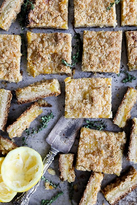 Lemon-Thyme Pie Bars | www.floatingkitchen.net Lemon Pie Bars, Lemon Pudding Cake, Lemon Thyme, Lemon Pudding, Pie Bars, Pie Bar, Lemon Pie, Half Baked Harvest, Lemon Desserts