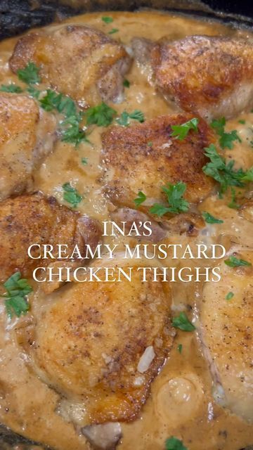 Cheese Gal, Creamy Mustard Chicken, Mustard Chicken Thighs, Chicken Thigh Recipe, Creamy Mustard Sauce, Mustard Chicken, Mustard Sauce, Easy Weeknight Dinner, Easy Weeknight