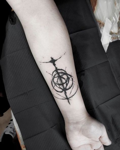 Elden Ring Symbol Tattoo, Video Game Tattoo Ideas For Men, Long Forearm Tattoo, Steins Gate Tattoo, Bloodborne Tattoo Ideas, Elden Ring Tattoo Ideas, Hair Clips Design, Video Game Tattoo Ideas, Elden Ring Tattoo