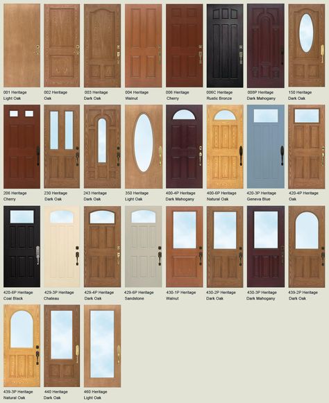 Types Of Doors Exterior, Front Door Types, Door Types Interior, Types Of Doors Interior, Provia Doors, Entry Door Ideas, Type Of Doors, Panel Door Design, Cpvc Fittings