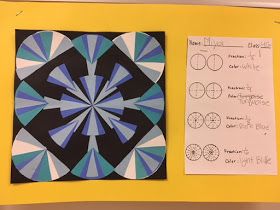 Fractions Art Projects, Art Fourth Grade, Fraction Art 3rd, Fraction Art 4th Grade, Fraction Art Project, Grade 5 Art Projects, Grade 5 Art, Math Art Lessons, 5th Grade Fractions