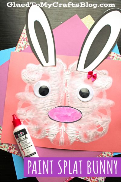 Easy Spring Crafts, Spring Toddler Crafts, Bunny Tutorial, Origami Paper Flowers, Bunny Rabbit Art, Bunny Craft, Paint Splats, Toddler Art Projects, Bunny Painting