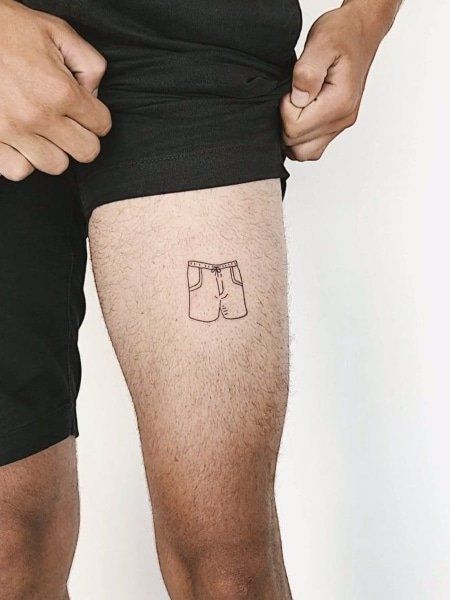 20 Coolest Thigh Tattoos for Men in 2022 - The Trend Spotter Guy Thigh Tattoo, Small Thigh Tattoo, Simple Tattoos For Men, Side Leg Tattoo, Simple Leg Tattoos, Tumblr Tattoo, Thigh Tattoo Ideas, Small Thigh Tattoos, Upper Leg Tattoos