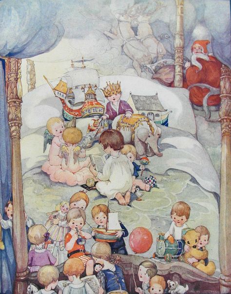 Anne Anderson Anne Anderson, Cicely Mary Barker, Xmas Presents, Christmas Print, Childrens Illustrations, Children's Book Illustration, Christmas Morning, Sled, Christmas Prints