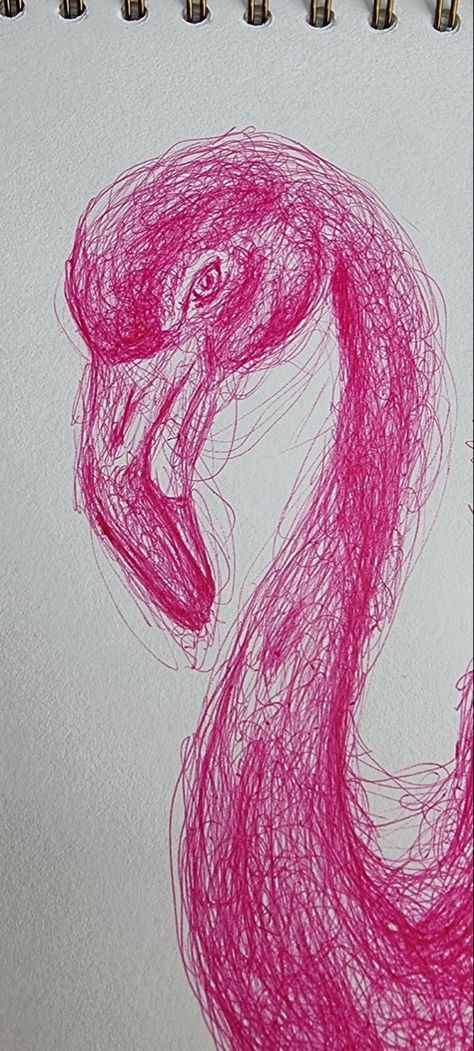 Flamingo Sketch, Flamingo Head, Biro Art, Scribble Art, Bad Behavior, Art Diary, Sketchbook Art, Doodle Art Designs, Art Drawings Sketches Creative