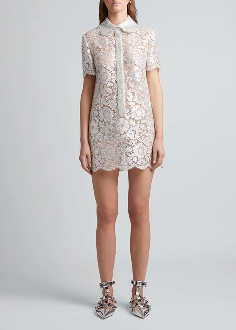 B6QUF Valentino Lace Collar Scallop-Trim Mini Dress Valentino Lace Dress, Valentino Collection, Valentino Clothing, Shift Dresses, A Line Dresses, Floral Lace Dress, Lace Collar, Ladies Dress Design, Bergdorf Goodman