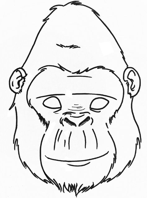 Gorilla Mask Printable, Gorilla Craft Preschool, Gorilla Decorations, Bear Mask Template, Gorilla Coloring Pages, Masks Drawing, Drawing Preschool, Animal Mask Templates, Bubble Guppies Coloring Pages