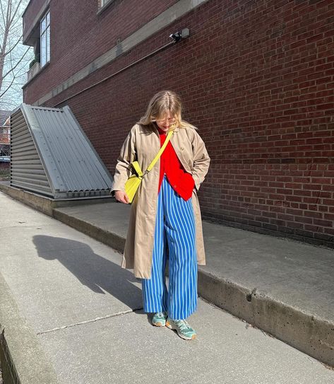 A back alley outfit shot for your Monday evening! 🍓🌀🌻 I love how this primary colour outfit turned out. It’s so comfortable and easy yet… | Instagram Layered Colorful Outfits, Colourful Socks Outfits, Salomon Xt6 Outfit, Colorful Socks Outfit, Monday Outfits, Colour Outfit, Monday Outfit, Teacher Fits, Back Alley