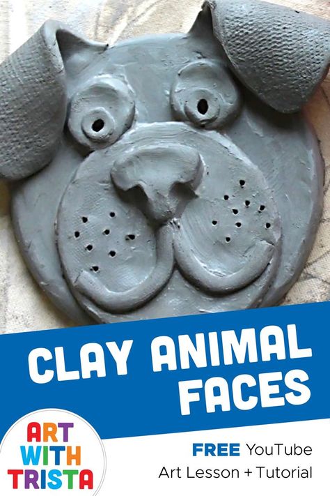 This is a perfect slab lesson for artists will a little prior clay experience. How to use simple steps to create a clay animal face of your choice while applying slip and score to attach all clay pieces together. Perfect slab clay lesson for artists will a little prior clay experience. Clay Projects Kids, Faces Step By Step, Clay Projects For Kids, Clay Lesson, Class Art Projects, Middle School Art Projects, Kids Clay, Pottery Animals, Air Dry Clay Projects