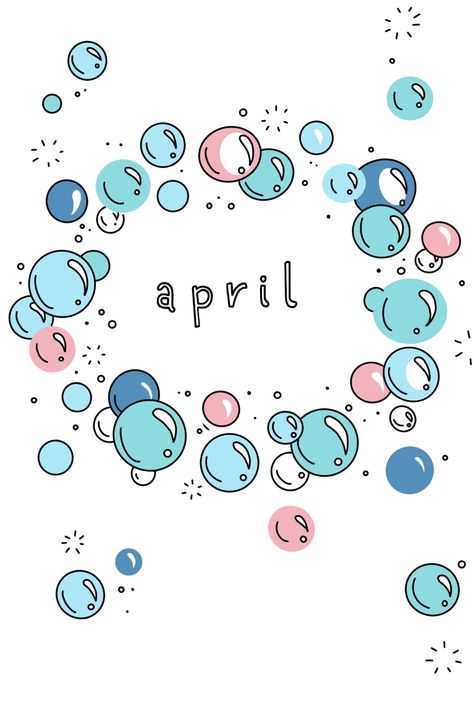 Bubble Drawing Doodles, Bujo Cover Page Ideas, Water Bullet Journal, Rain Bullet Journal, April Showers Bullet Journal, Butterfly Bullet Journal, Jellyfish Bullet Journal, April Bullet Journal, Bullet Journal Month