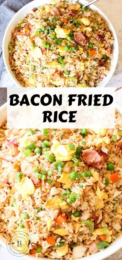 Bacon Fried Rice Recipe, Bacon Fried Rice, Pork Fried Rice Recipe, Chicken Fried Rice Recipe Easy, Bacon Rice, Bacon Dishes, Vegetables Rice, Fried Rice Recipe Easy, Chicken Fried Rice Recipe