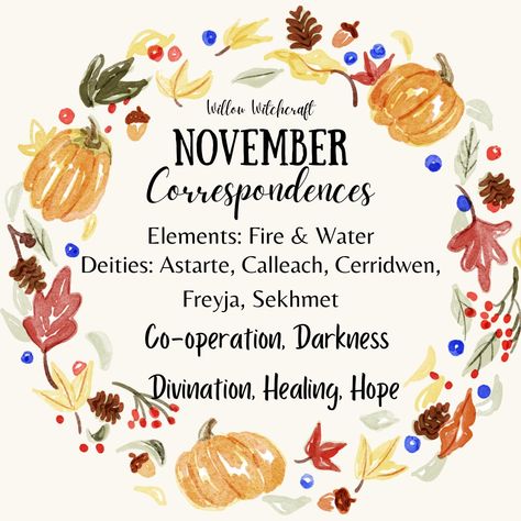 Month Magical Correspondences, November Magical Correspondences, February Witchcraft, August Witchcraft, Witchy November, November Correspondences, January Correspondence, November Witchcraft, Witch Correspondence