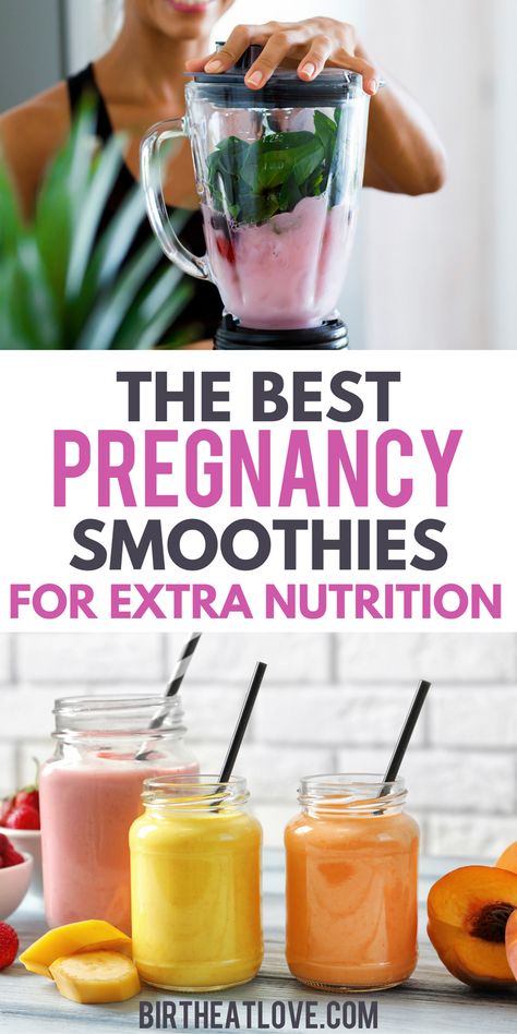 Healthy pregnancy smoothies for every trimester. The best smoothies for healthy pregnancy diet. Great for early pregnancy all the way to the third trimester. Seriously Mama you need these pregnancy smoothie recipes in your life! Healthy Good Smoothies, Best Foods While Pregnant, Smoothies While Pregnant, Brewer Diet Pregnancy, Gestational Diet Smoothie, Food For Pregnant Women First Trimester, Healthy Smoothies For Pregnant Women, Eating Healthy While Pregnant, At Home Smoothie Recipes