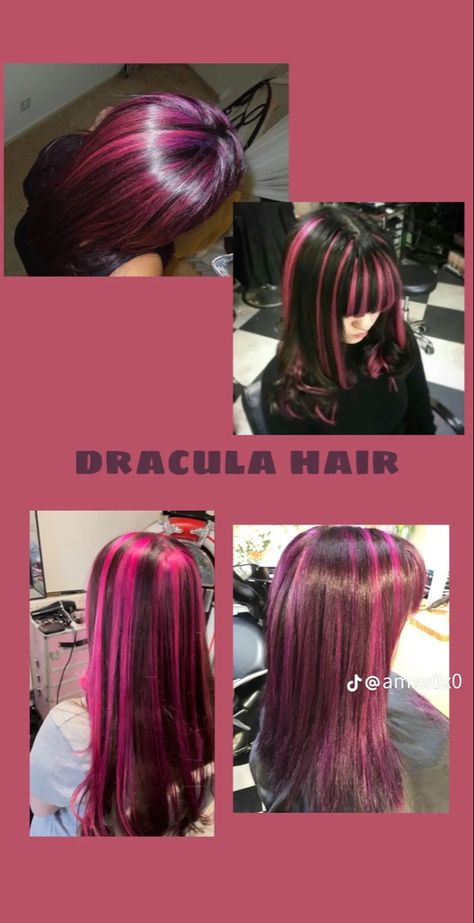 Dracula Hair, Pink Hair Streaks, The Wet Look, Skunk Hair, Boosting Confidence, Hairstyle Easy, Goth Hair, Hair Color Streaks, Hair Streaks