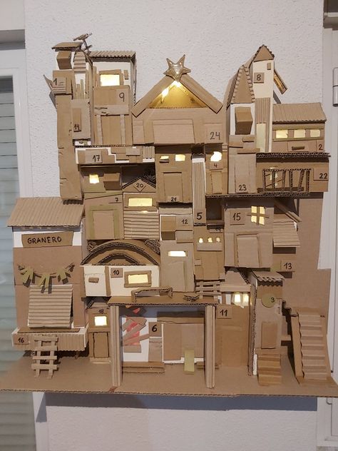 2019 Cardboard Builds, Cardboard City, Abandoned City, Crazy Houses, Cardboard Box Crafts, Spooky House, Shadow Box Art, Cardboard House, Wargaming Terrain